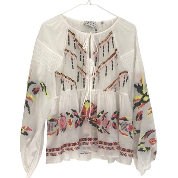 TANYA TAYLOR Clemence Cross Stitch Top Size 4 - Picture 3 of 10